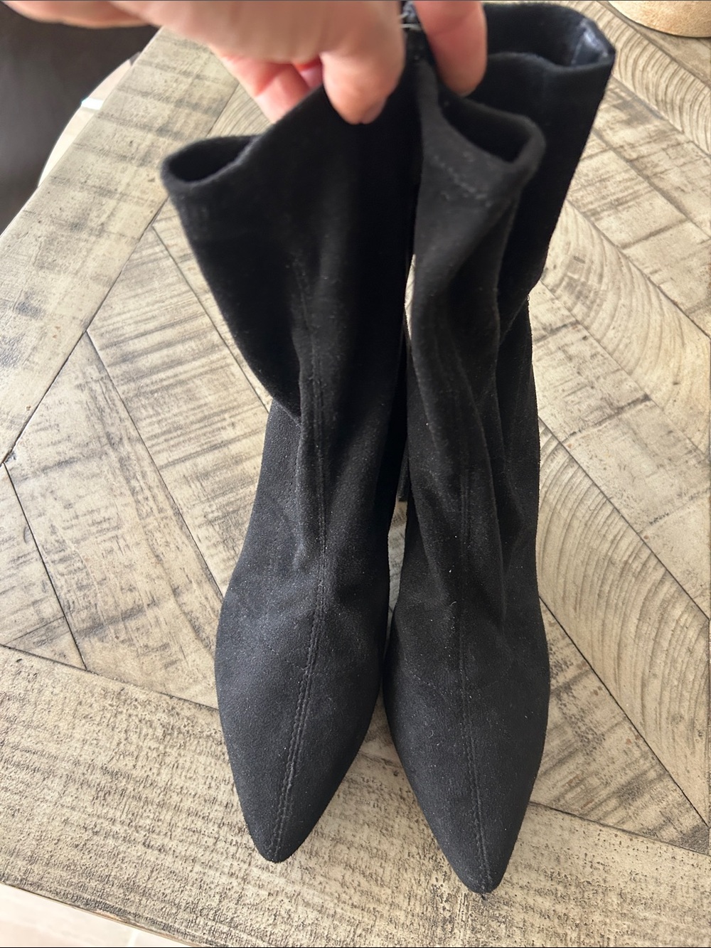 Express Black Pointed Toe Stretch Heeled Boots - Women